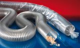 Flame resistant polyurethane hoses for the wood industry